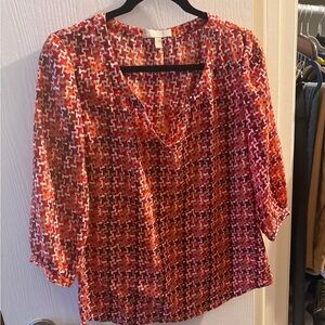 Women's Multi-Print V-Neck Blouse